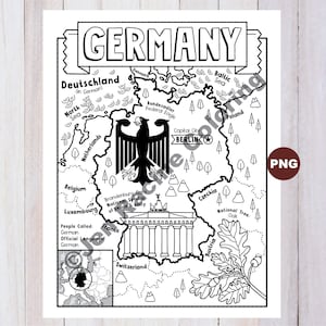 Página para colorir da Alemanha, Geografia da Europa, página para colorir para download digital