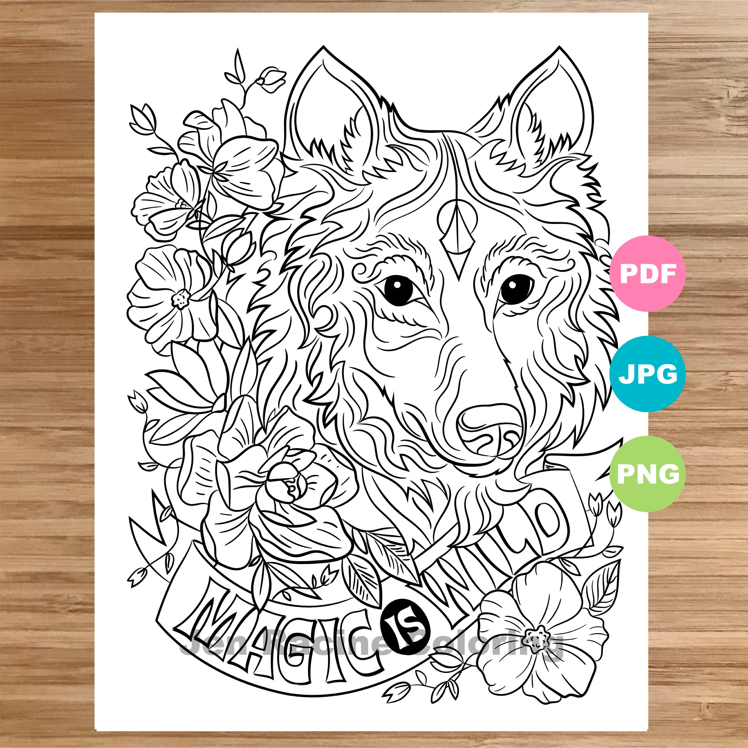Wolf Coloring Page Magical Animal Animal Art Coloring Page - Etsy Ireland