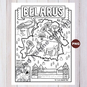 Disegno da colorare di Bielorussia, Geografia dell'Europa, Da colorare di Download digitale