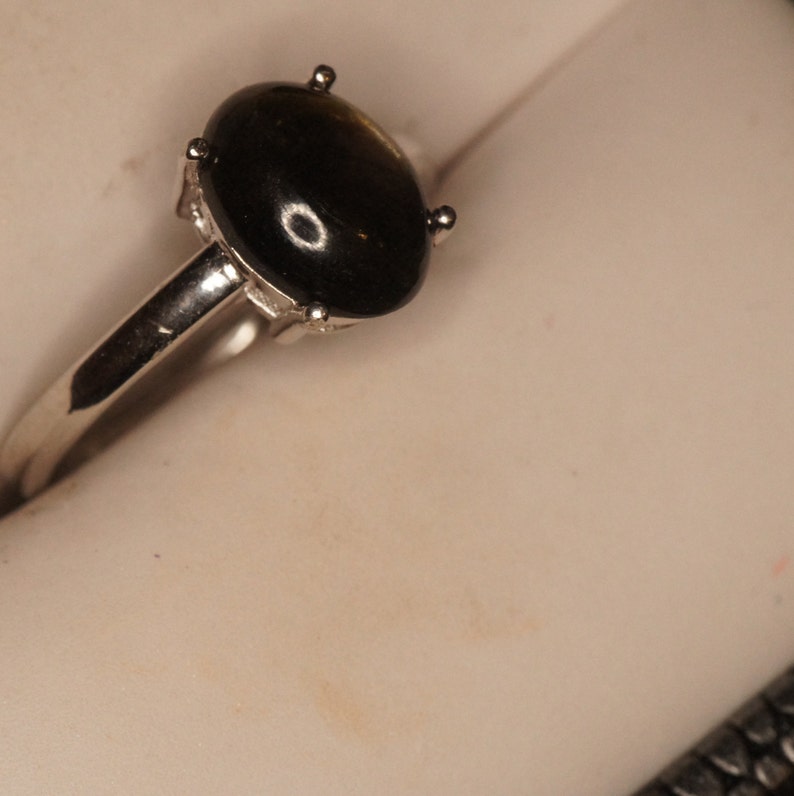 Brown Star Sapphire Solitaire Ring Silver Adjustable Size