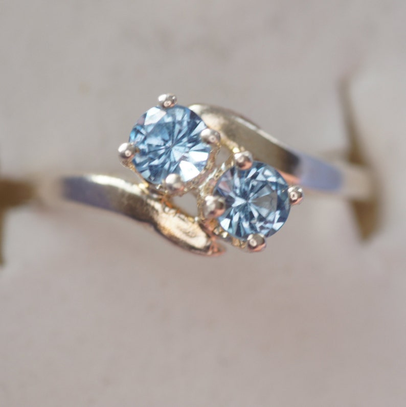 Free Sizing London Blue Topaz Two-Stone Silver Ring