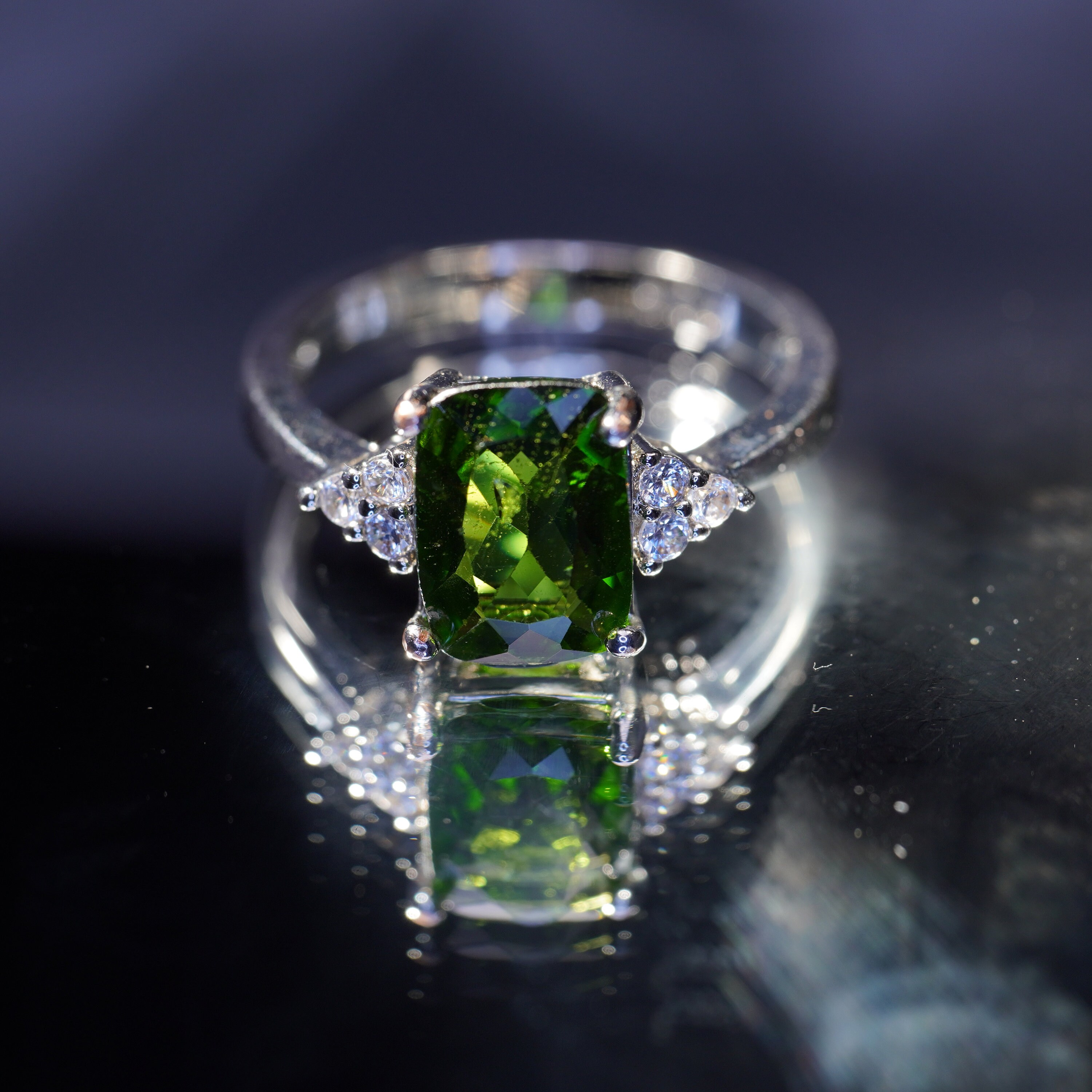 9x7 Elongated Cushion Emerald Green Chrome Diopside in 925 Etsy