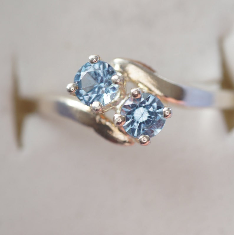 Free Sizing London Blue Topaz Two-Stone Silver Ring