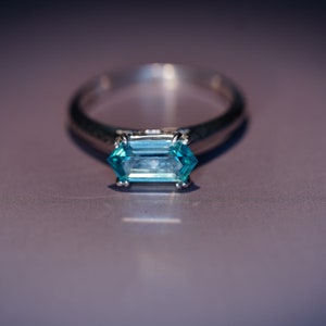 Cambodian Blue Zircon Ring: 1 Carat Dutch Marquise Cut, Sterling Silver