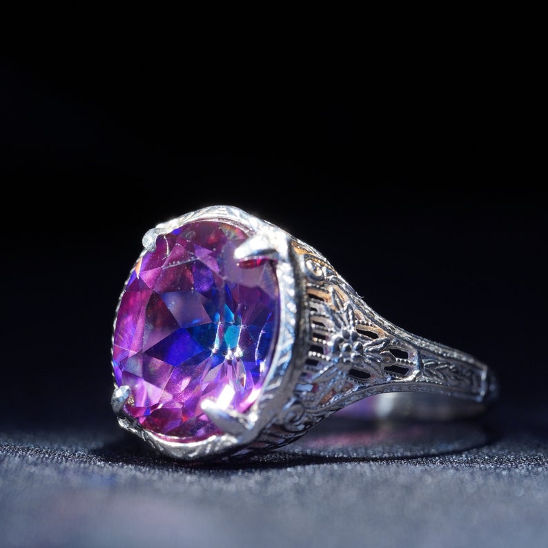 in Vintage Style 925 Silver 12x10 Purple Passion Mystic Topaz