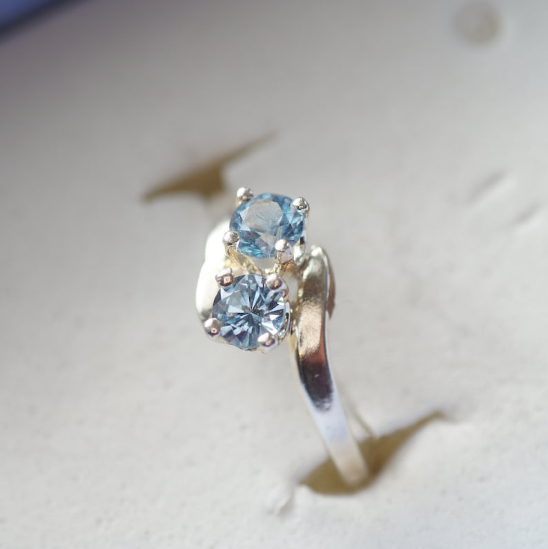 Free Sizing London Blue Topaz Two-Stone Silver Ring
