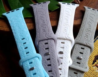 Apple Watch Band Colombia | Engraved Stretch Bracelet | Colombian Souvenir Gift | Adjustable Wristband