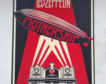 Sérigraphie Mothership Led Zeppelin sur papier Canson format raisin