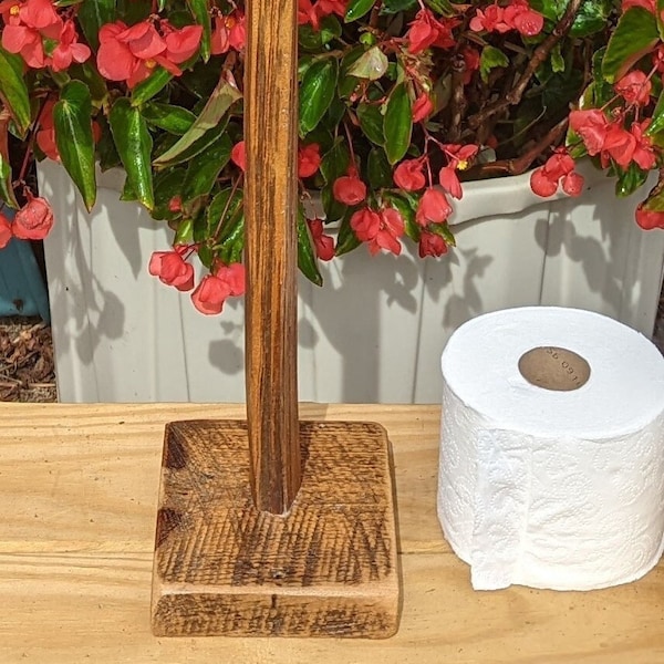 Hand Crafted Primitive Barn Wood Toilet Paper Storage/Freestanding Toilet Paper Stand/Repurposed Wood and Barn Sticks/Approx. 5 x 5 x 16