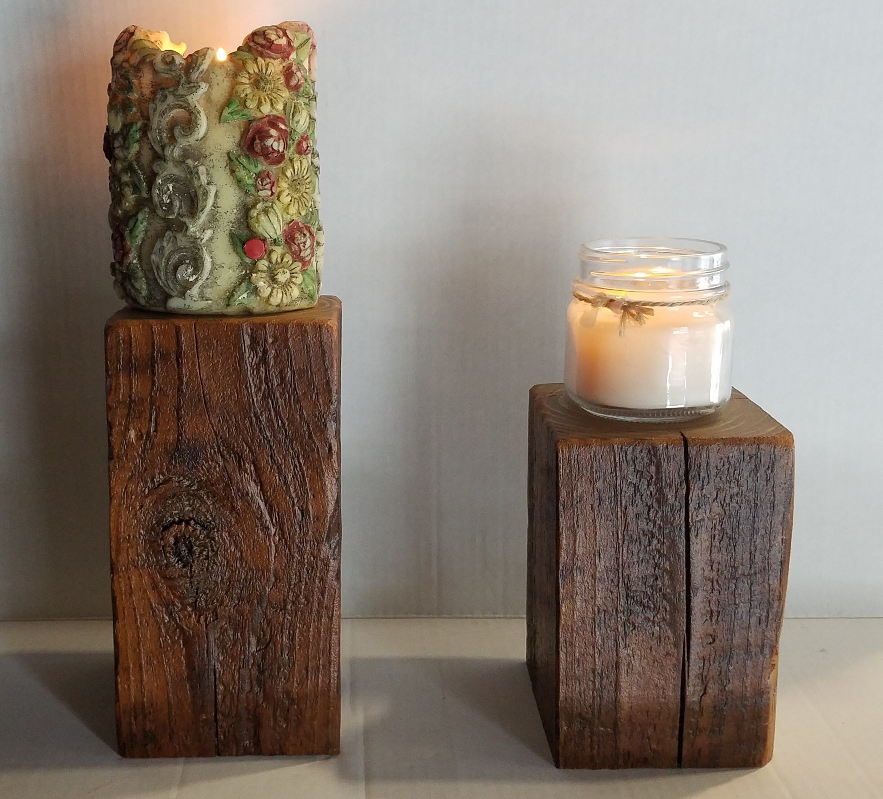Barn Wood Block Plant Stand/Barn Wood Candle Holder/ Barn Wood Etsy
