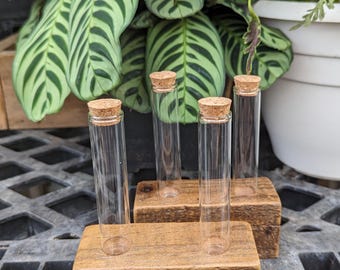 Authentic Barn Wood Propagation Station/Set of 2/ Four Glass Tubes/Stem Vase Holder/Glass Tubes Included