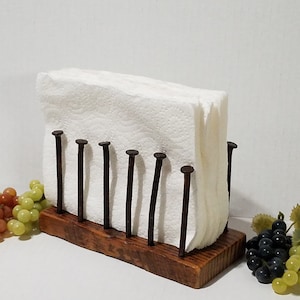 Unique Primitive Napkin Holder/Barn Wood and Old Barn Nails Repurposed into Napkin Holder/Rustic Napkin Holder/Only at BWB/Approx. 6 x 3 x 4