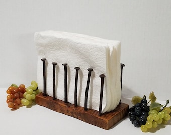 Unique Primitive Napkin Holder/Barn Wood and Old Barn Nails Repurposed into Napkin Holder/Rustic Napkin Holder/Only at BWB/Approx. 6 x 3 x 4