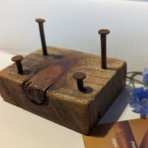 Knotty Nail Barn Wood Business Card Holders /Business Card Holders/Rusty Nails/Desk Organizers/Unique Gifts/Approx. 3 x 2. 5 x 1/Office Gift