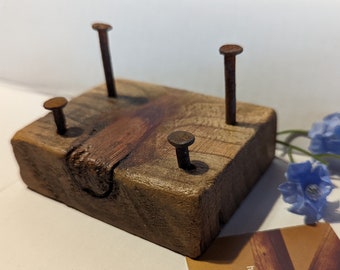 Knotty Nail Barn Wood Business Card Holders /Business Card Holders/Rusty Nails/Desk Organizers/Unique Gifts/Approx. 3 x 2. 5 x 1/Office Gift