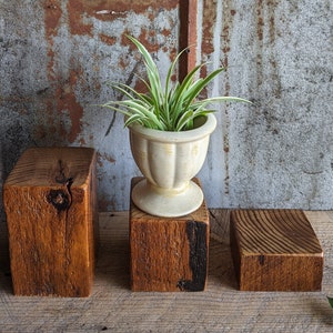 Beautiful Barn Wood Block Plant Stands (3)/Candle Stand/ Sculpture Base/Block Stands/Set of Three (3)/Approx. 2 inch, 4 inch, 6 inch x 4