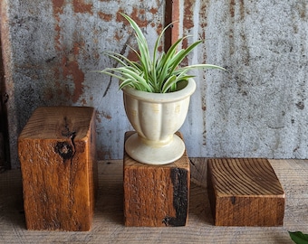 Beautiful Barn Wood Block Plant Stands (3)/Candle Stand/ Sculpture Base/Block Stands/Set of Three (3)/Approx. 2 inch, 4 inch, 6 inch x 4