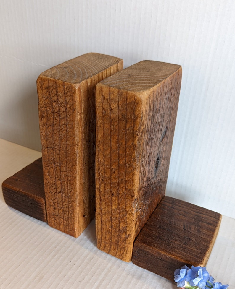 Simply Rustic Barn Wood Bookends Crafted from Rescued Barn Wood/Rustic & Simple Bookends /80 Years Barn Wood /Approx. 10 x 5 x 4 image 2