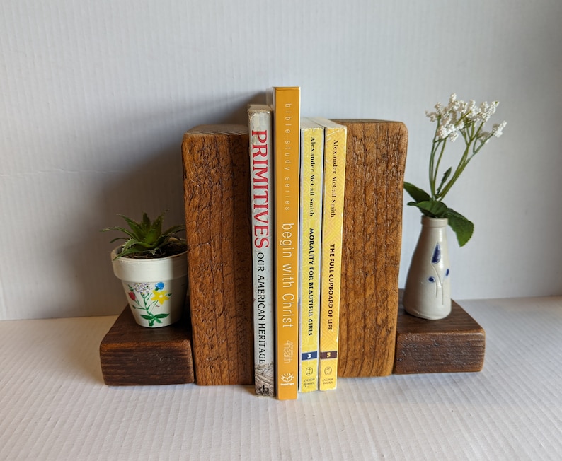 Simply Rustic Barn Wood Bookends Crafted from Rescued Barn Wood/Rustic & Simple Bookends /80 Years Barn Wood /Approx. 10 x 5 x 4 image 1