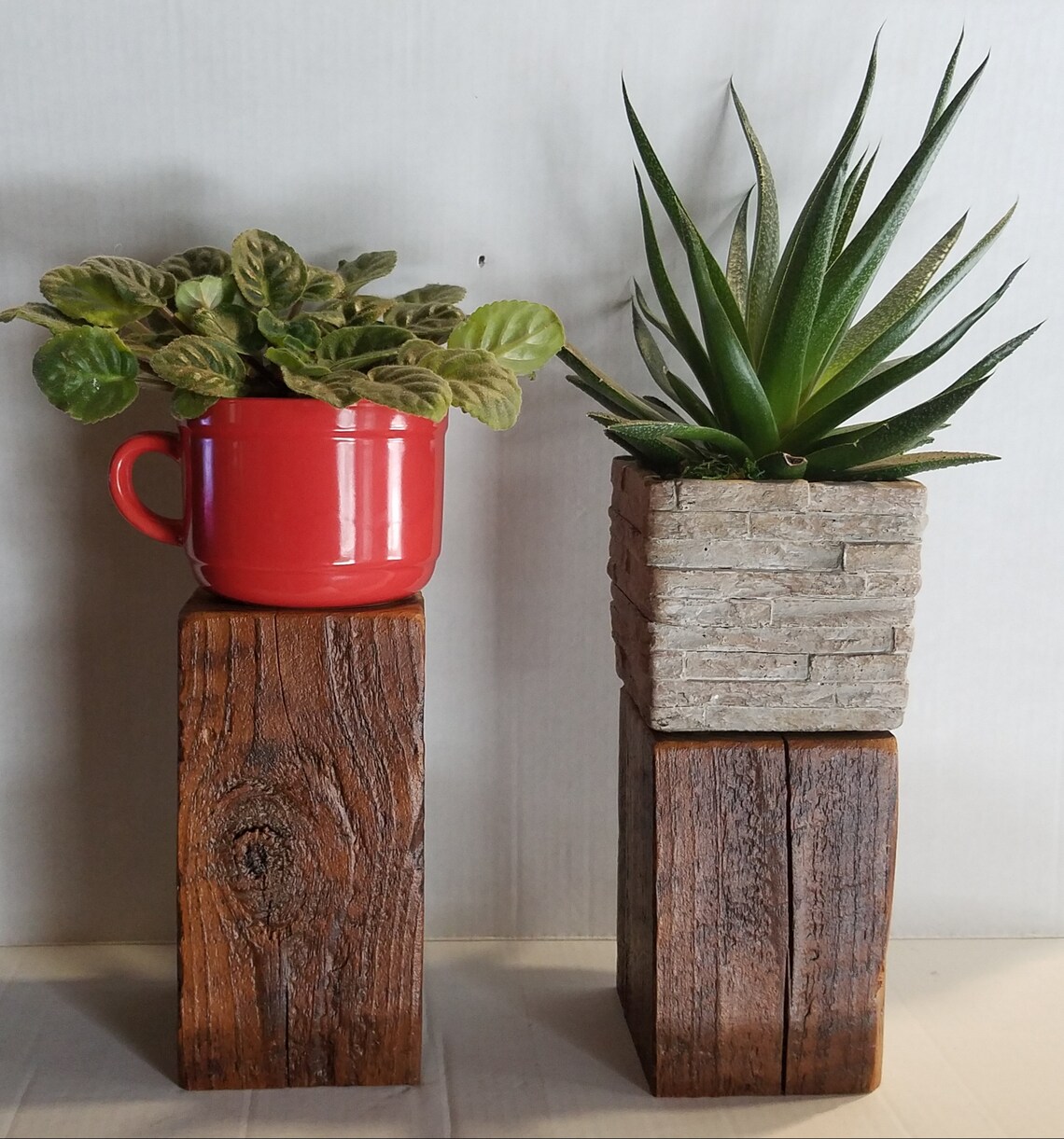 Barn Wood Block Plant Stand/barn Wood Candle Holder/ Barn Wood Etsy