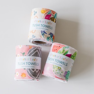 Tush Towels--Reusable Toilet Paper--Family Cloth/Wipes--24 count--White, Black, Gray, or Surprise Prints--Porter Lee&#39;s Reusables