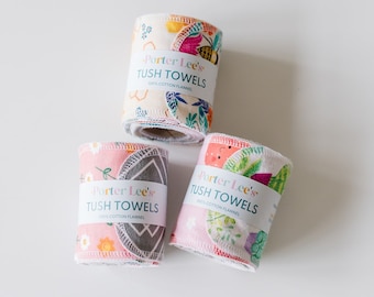 Tush Towels--Reusable Toilet Paper--Family Cloth/Wipes--24 count--White, Black, Gray, or Surprise Prints--Porter Lee's Reusables