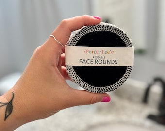 Reusable 3" Face Rounds--Set of 10--Solid White Or Solid Black--Cotton Flannel--Porter Lee's