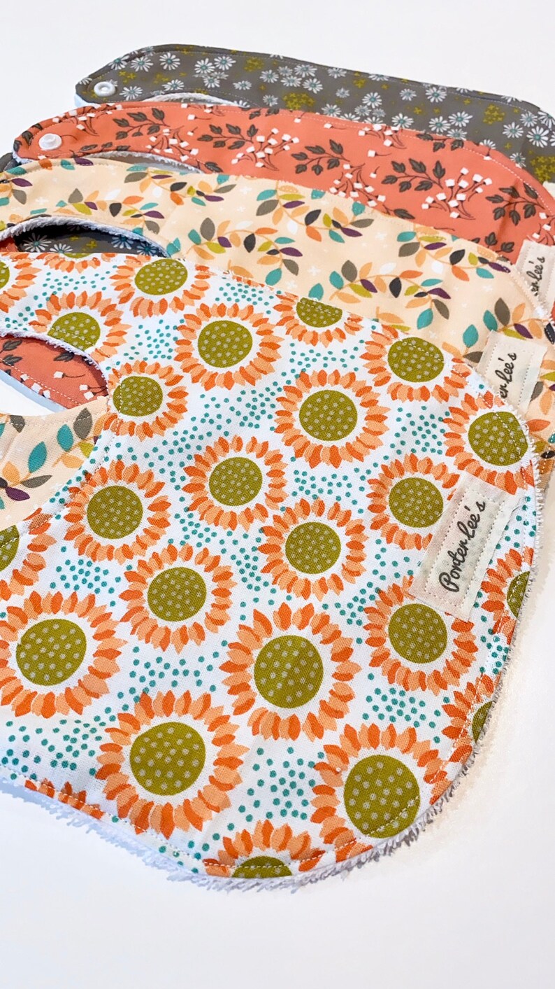BabyToddler Bibs--Gray Floral Print--Porter Lee/'s