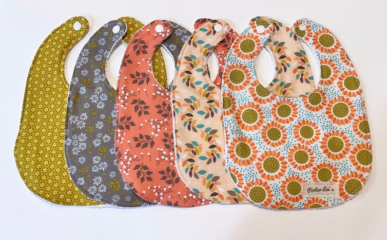 BabyToddler Bibs--Gray Floral Print--Porter Lee/'s