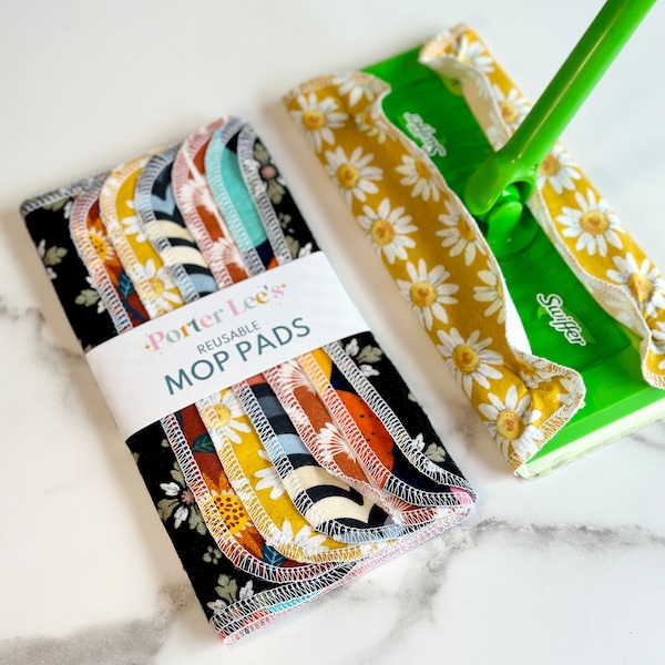 Reusable Mop Cover--Set of 6 or 12--Washable Mop Cover--Compatible with Standard Swiffer--Porter Lee's