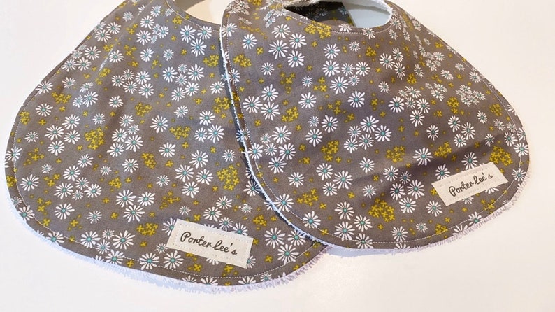 BabyToddler Bibs--Gray Floral Print--Porter Lee/'s