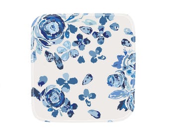 Reusable Paper Towels--24 count--Swifting Flora Indigo--Porter Lee's