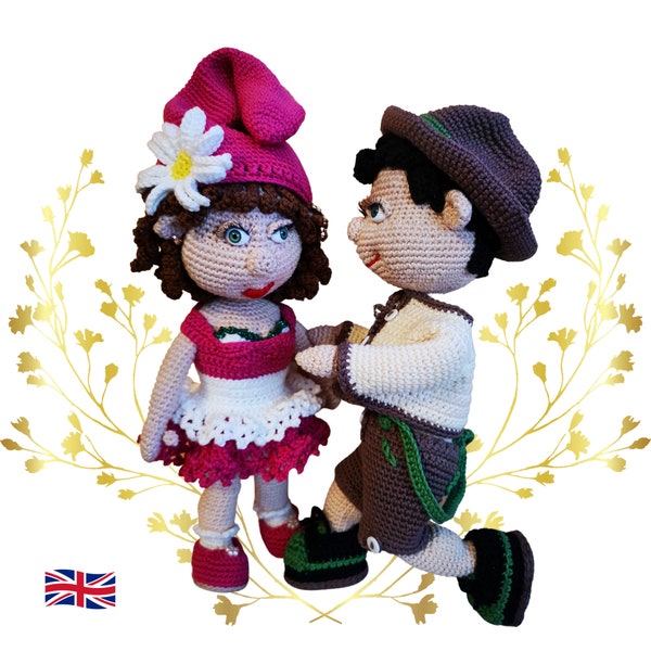 Garden gnomes Rosi and Franzl as a SET ENGLISH - crochet instructions in PDF format for download