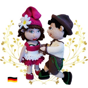 Garden gnomes Rosi and Franzl as a SET German - crochet instructions in PDF format for download