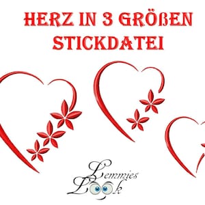 Embroidery file heart in 3 sizes for the 10x10 frame