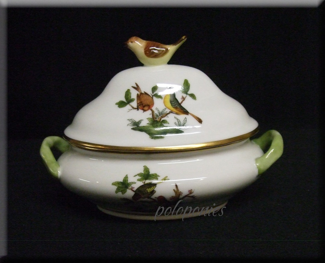 HEREND Mini Tureen 6017 Rothschild Bird Pattern With Bird Etsy