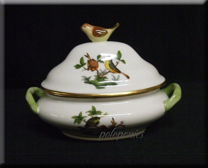 HEREND Mini Tureen 6017 Rothschild Bird Pattern With Bird Etsy