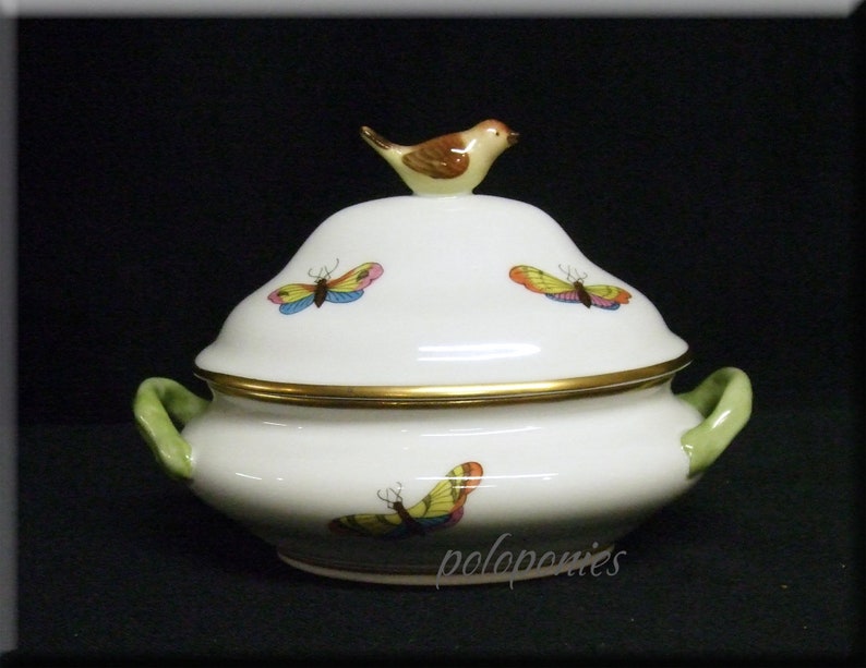 HEREND Mini Tureen 6017 Rothschild Bird Pattern With Bird Etsy