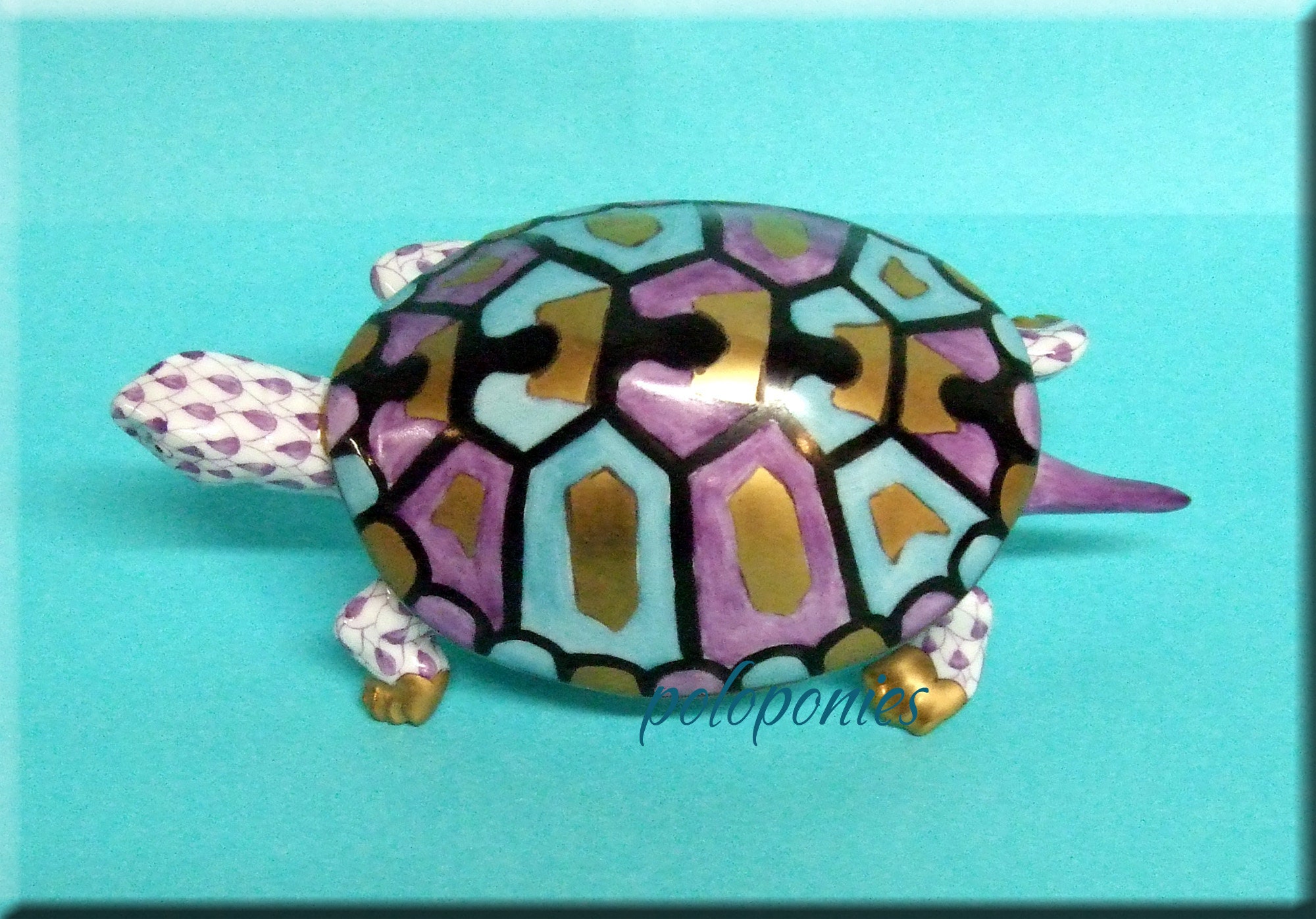 HEREND Turtle 15302 Lavender Meadow Collection Etsy