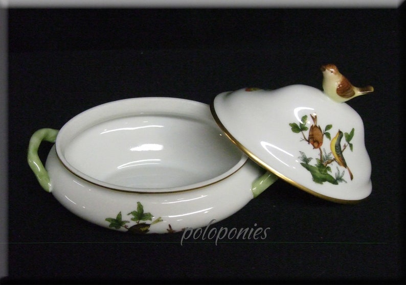 HEREND Mini Tureen 6017 Rothschild Bird Pattern With Bird Etsy