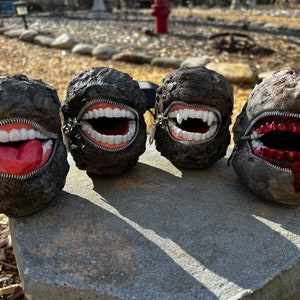 Teeth rocks smiling zipper teeth concrete yard art