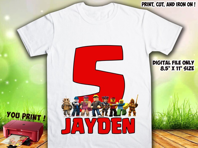Roblox Iron On Transfer Roblox Birthday Shirt Diy Roblox Etsy - image 0