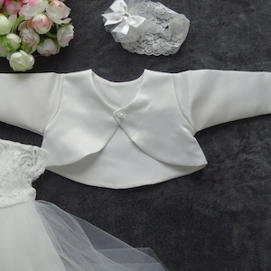 Bolero, jacket, color: ecru satin, size 56, 62, 68, 74, 80, 86, 92, 98