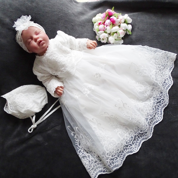 VALENTINA girls christening dress, boho, romantic christening dress, elegant christening dress for baby girls