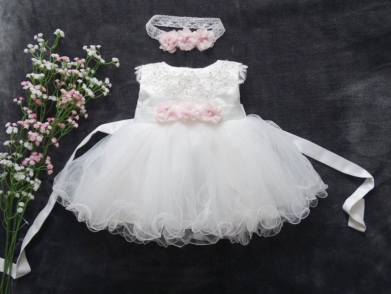 Robe de baptême fille bébé, robe de fête robe de baptême ivoire, robe bébé bébé boho robe bébé fille robe en dentelle robe baptême bébé fille image 4