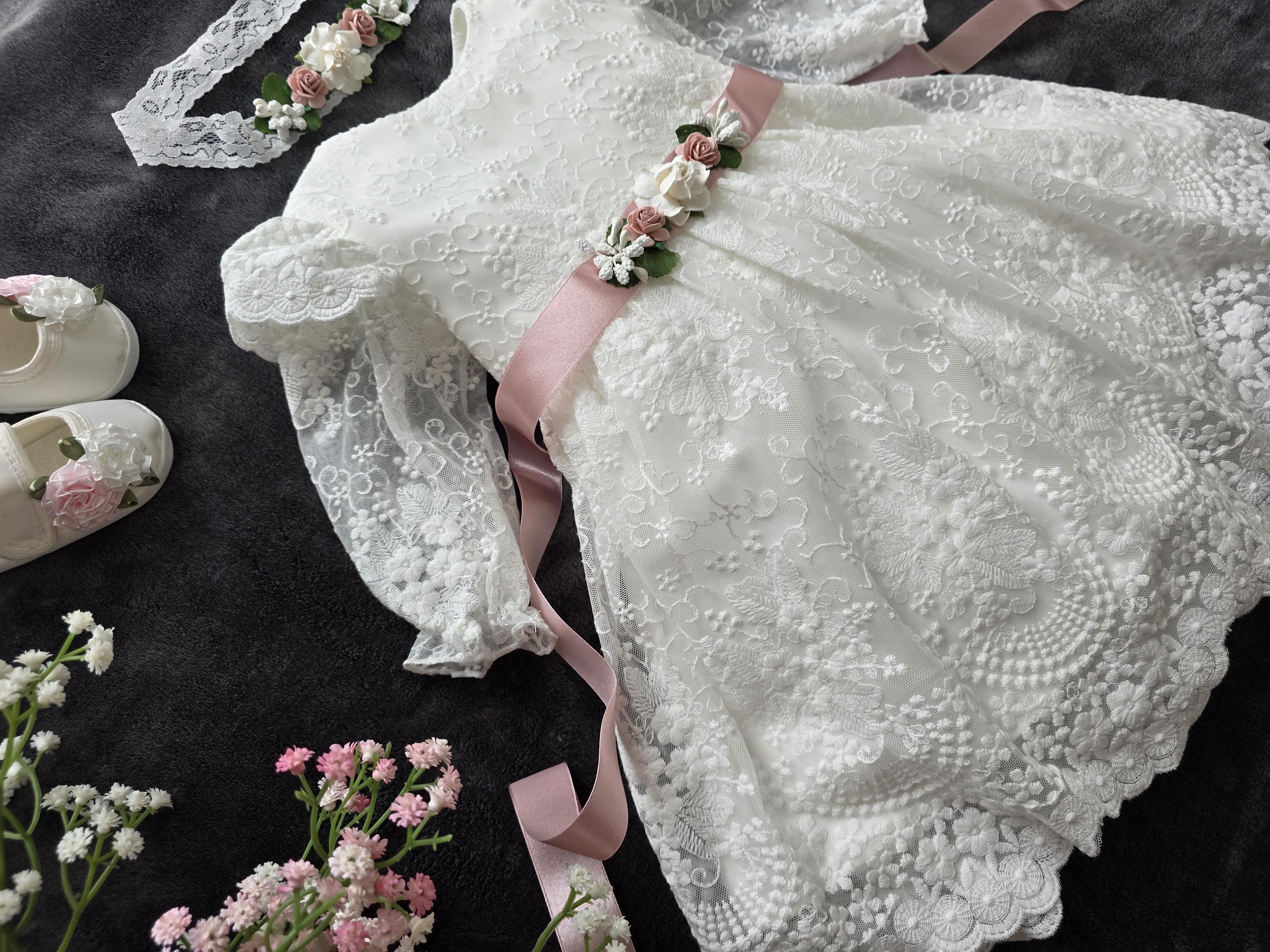 Robe De Fête Pour Fille Bébé - Taille 126-134 Cm - 100% Coton Bio - Lot Avec Motifs Fleurs