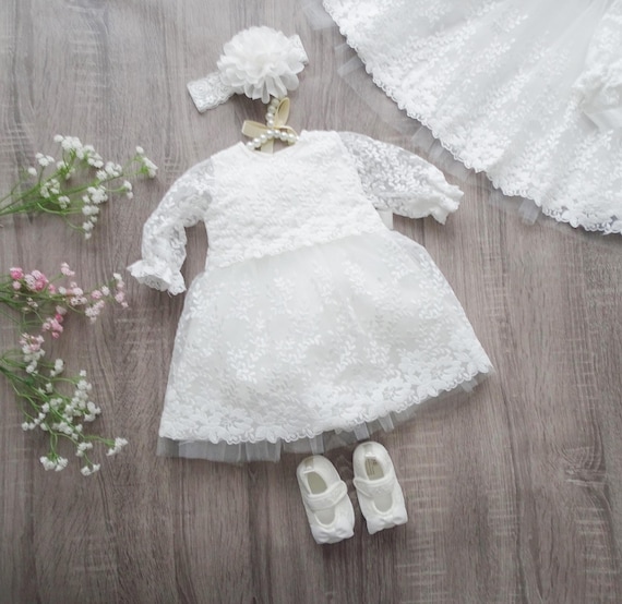 Doop jurk baby jurk 62 68 74 80 86 doop jurk ivoor doop jurk baby Boho jurk  baby meisje kanten jurk meisje trouwjurk