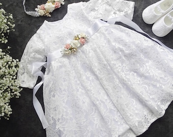 Baby Girl Princess Wedding Baptism Dress Tulle Party Dress Flower Girl Dress Christening Dress Baptism Baby Clothes