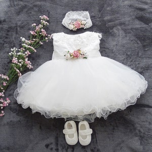 Christening dress for girls baby, party dress christening dress ivory, baby dress baby boho dress baby girl lace dress robe baptême bébé fille