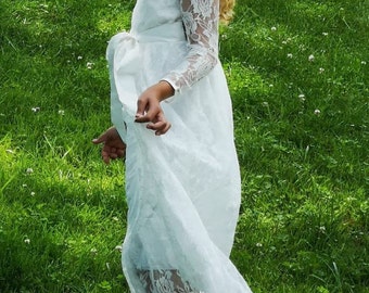 Niña de flores de encaje, vestido de niña de encaje, vestido de encaje, vestido de niña de flores de encaje crudo, vestido de primera comunión talla 116-164